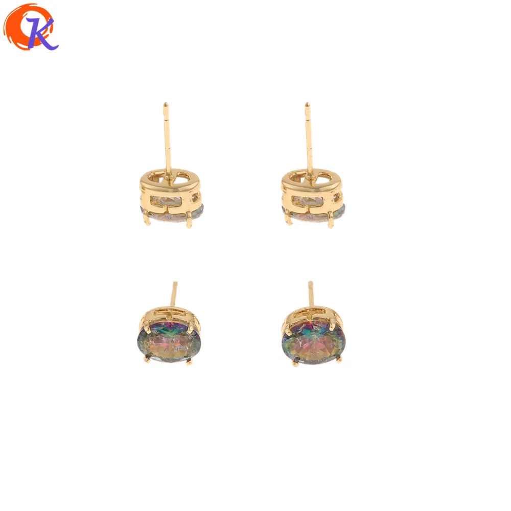 6X8MM Cordial Дизайн 50 шт. Модные серьги ювелирные изделия/CZ серьги-гвоздики/овальной формы/AB трещины эффект/модные серьги/женские вечерние серьги - Окраска металла: 6X8MM