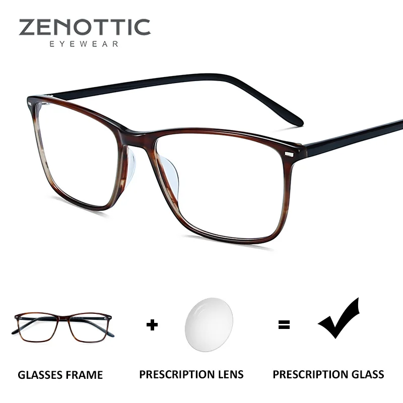 ZENOTTIC Retro Acetate Prescription Progressive Glasses Frames For Men