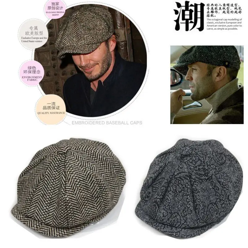 Hat Men's Hat Fashion Cotton Newsboy Hat Winter Hat For Men Men Grey Herringbone Flat Caps Winter Newsboy Caps Men And Women Hat