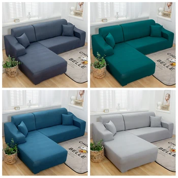 

1/2/3/4 Seater Solid Color Elastic Sofa Cover Spandex Modern Polyester Corner Sofa Couch Slipcover Chair Protector Living Room