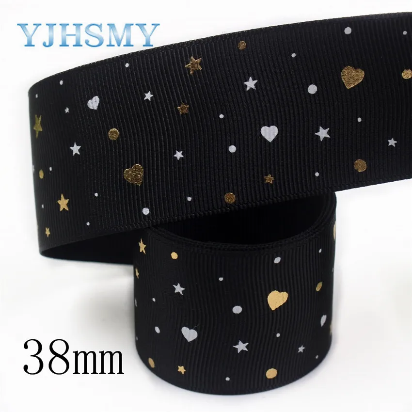 I-19916-2178 YJHMY, I-19916-2172, 38 мм, 5 ярдов флуоресцентный цвет красочные печатные корсажные ленты, DIY головной убор ручной работы подарочная упаковка - Цвет: I-19916-2178