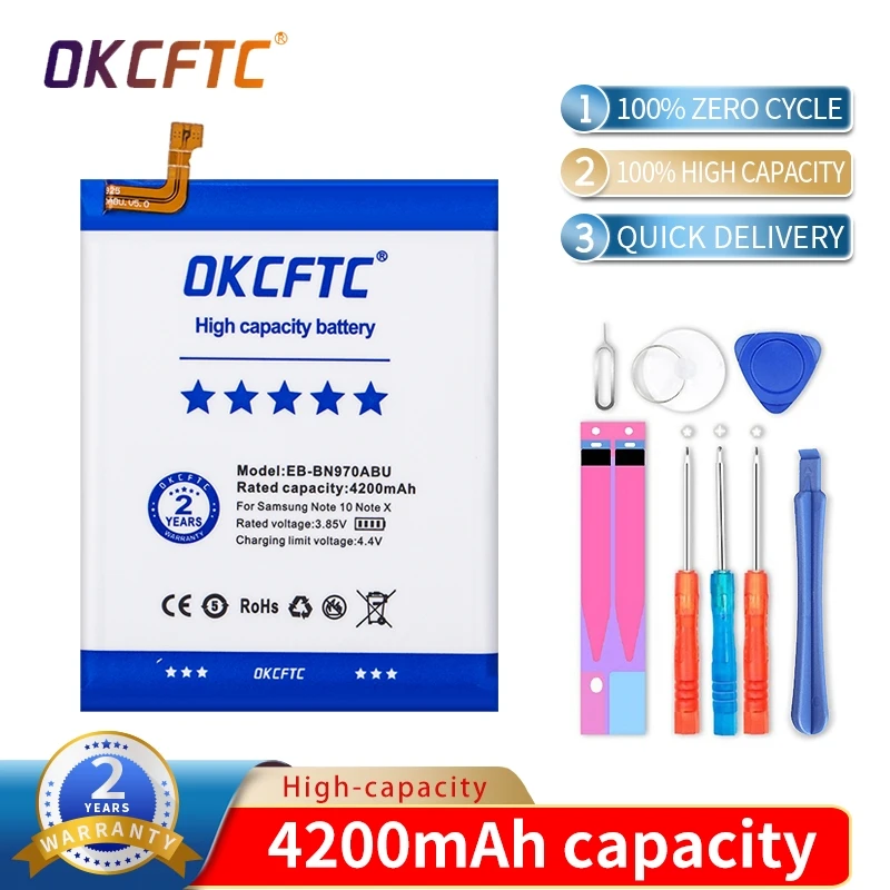 

OKCFTC EB-BN970ABU 4200mAh Battery for Samsung Galaxy Note 10 Note X Note10 NoteX Note10 5G Batteries