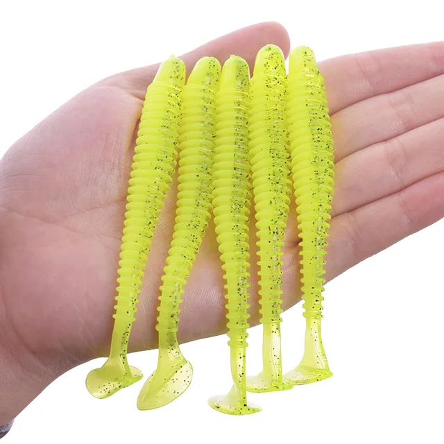 Proleurre Fishing Worm Soft Lures Jig Wobblers 5cm 7cm 9cm Easy Shiner For Carp Bass Artificial Double Colors Silicone Swimbait C