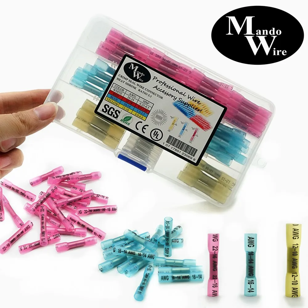 

Wire Connector Terminal Kit Solder Seal Connector Heat Shrink Butt Waterproof Butt Automotive Insulated Terminals Wire Joint