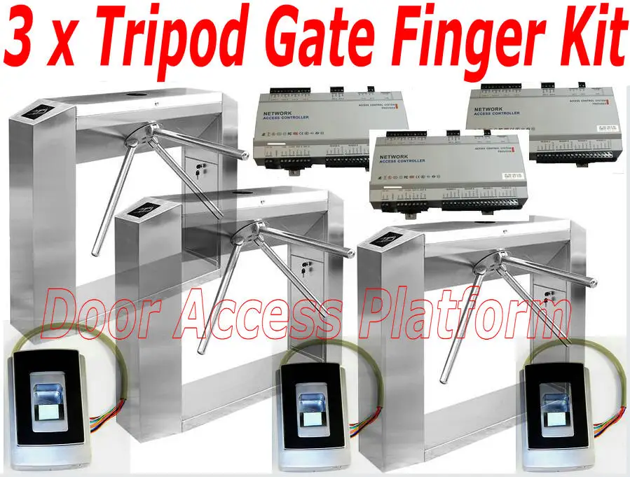3 x турникеты для штатива + биометрический/RFID EM считыватель карт доступа Веб