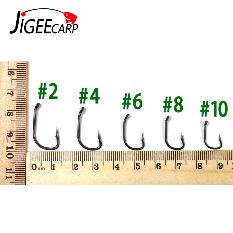 JIGEECARP 30pcs High Carbon Steel Carp Fishing Hooks Teflon Coating Carp Hooks BNR Matt Black Hook for Carp Coarse Fishing