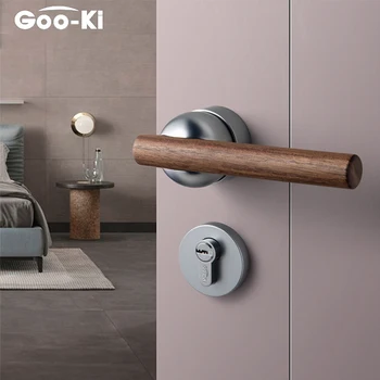 

High Quality Black Walnut Door Lock American Style Bedroom Door Lock Interior Door Handle Furniture Indoor Door Handle Lockset