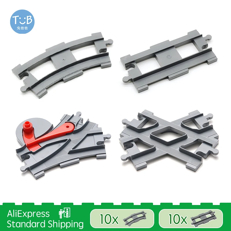 

Big Size Bricks Toys Train Track Bridge Set Accessories DIY Track Building Blocks Compatible with Duploe Education Baby Toys