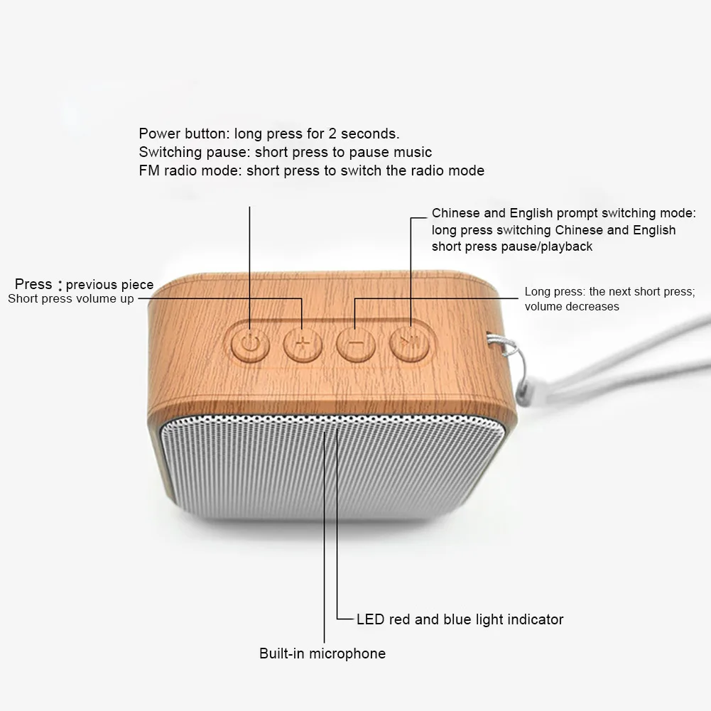 Портативный Беспроводной Динамик мини-динамик с Bluetooth Поддержка TF картой FM радио VH99