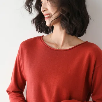 

2020 Autumn New Women's Round Neck Long Sleeve Bottoming Knitted Sweater Top Ladies Basic Candy Colors Sweaters Female Pullover