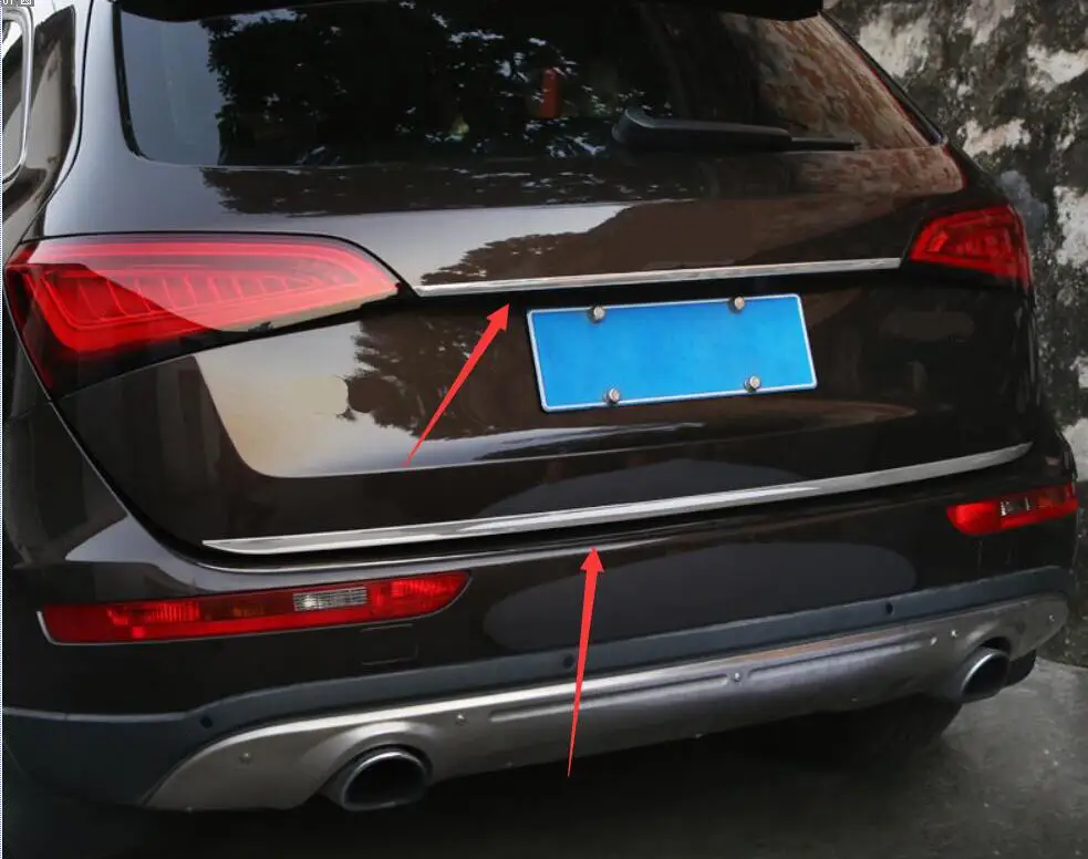 Car Trunk Trim Car Styling Exterior Stainless Steel Rear Trunk Steamer Lid Cover Trim 1Pcs For Q5 2009-2015