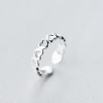 

MloveAcc 100% 925 Sterling Silver Cute Heart Shaped Open Ring Size Simple Fashion Jewelry for Teen Girl Silver Ring