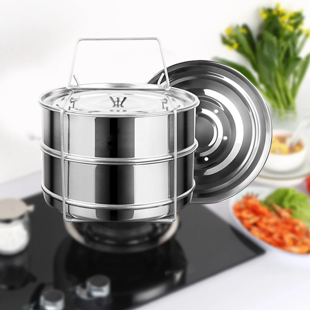 

2 Layer With Handle Accessories Home Food Cookware Tool With Lids Insert Pans Thicken Kitchen Baking Stainless Steel Steamer