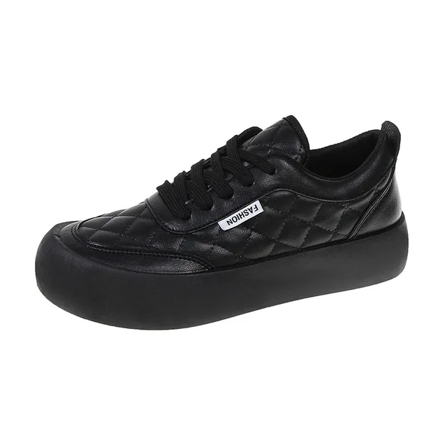 Zapatillas de plataforma para mujer, zapatos informales con cordones a  cuadros, sin cordones, cómodos y a la moda|Zapatos vulcanizados de mujer| -  AliExpress