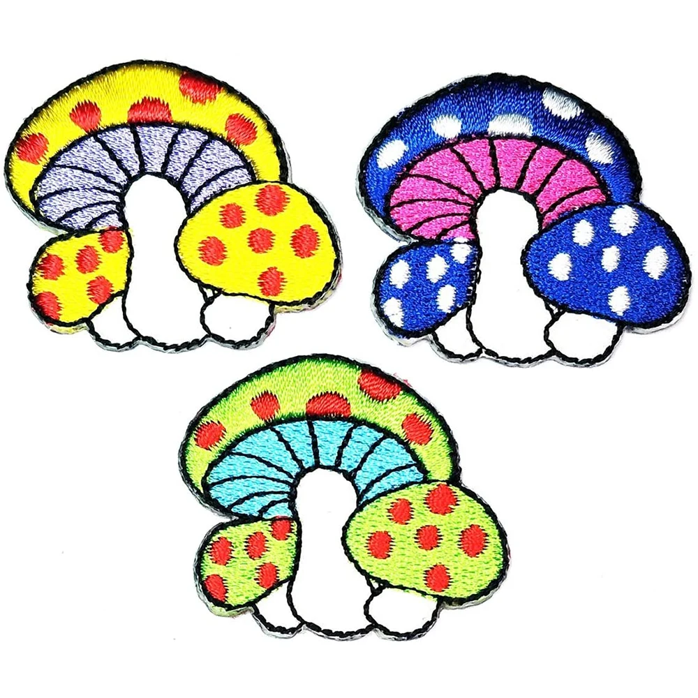 PAGOW 10Pcs Mushroom Patches Iron on for Clothing Mini Mushroom Stickers Nature Patches Suitable for Clothes Dress Hat Pants Shoes Curtain DIY Mushroom Embroidery Patch Sewing Craft Decoration