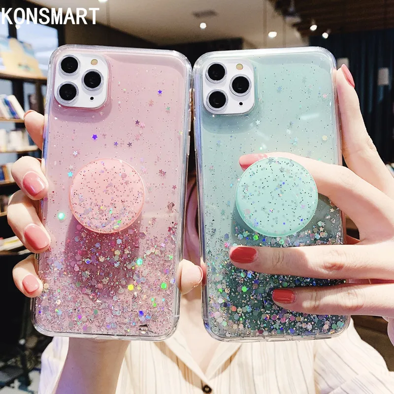 Luxury Blingbling Case For OPPO Realme 5 Pro Realme X Phone Case Realme 3 Realme5 Glitter Clear Stars Stand Holder Cover Realme3