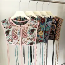 Women Vintage sequins flower embroidery vest jacket ladies retro national style patchwork casual waistCoat Women Vintage sequins flower embroidery vest jacket ladies retro national style patchwork casual waistCoat