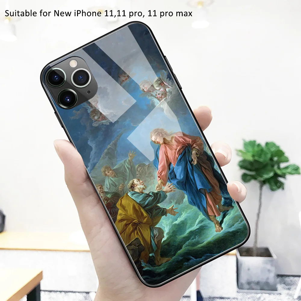 Чехол для iPhone 12 стеклянная задняя крышка художественные обои чехол iphone pro max 11
