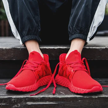 

Damyua Hot Sale Men's Casual Shoes 47 Large Size Breathable Light Sneakers 2020 Trainer Jogging Comfort Blade Red Sports Shoes
