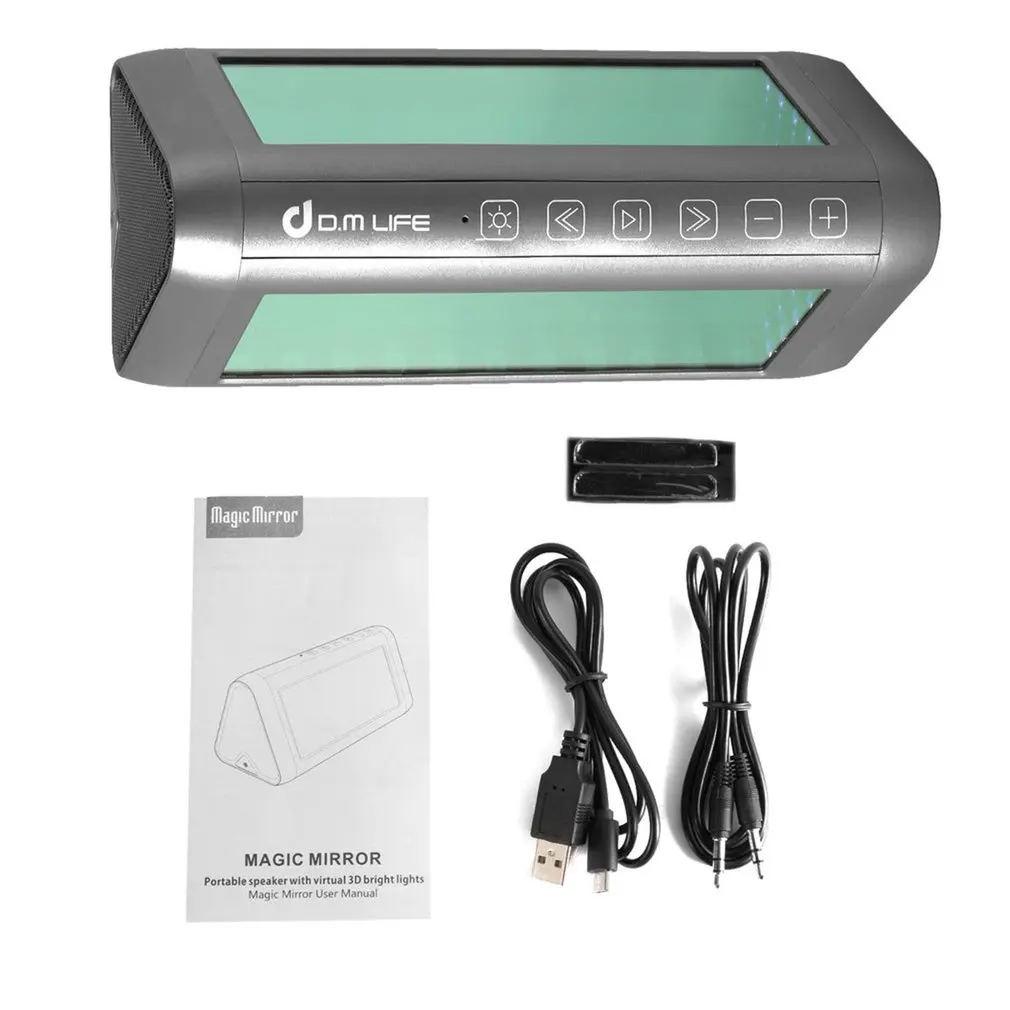 Переносное волшебное зеркало динамик Виртуальный 3D светильник e стерео bluetooth бас