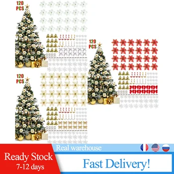 

120 pcs Christmas Tree Decoration Pendant Plastic Flower Simulation Flower Set Pendant