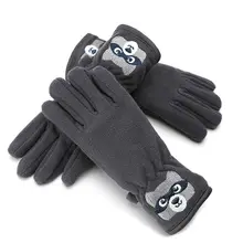 Новинка; перчатки с милым рисунком медведя; Детские Зимние теплые перчатки с вышивкой