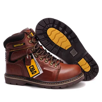 

top layer leather high helper boots anti smashing Martin military boots labor protection shoes cross border large size