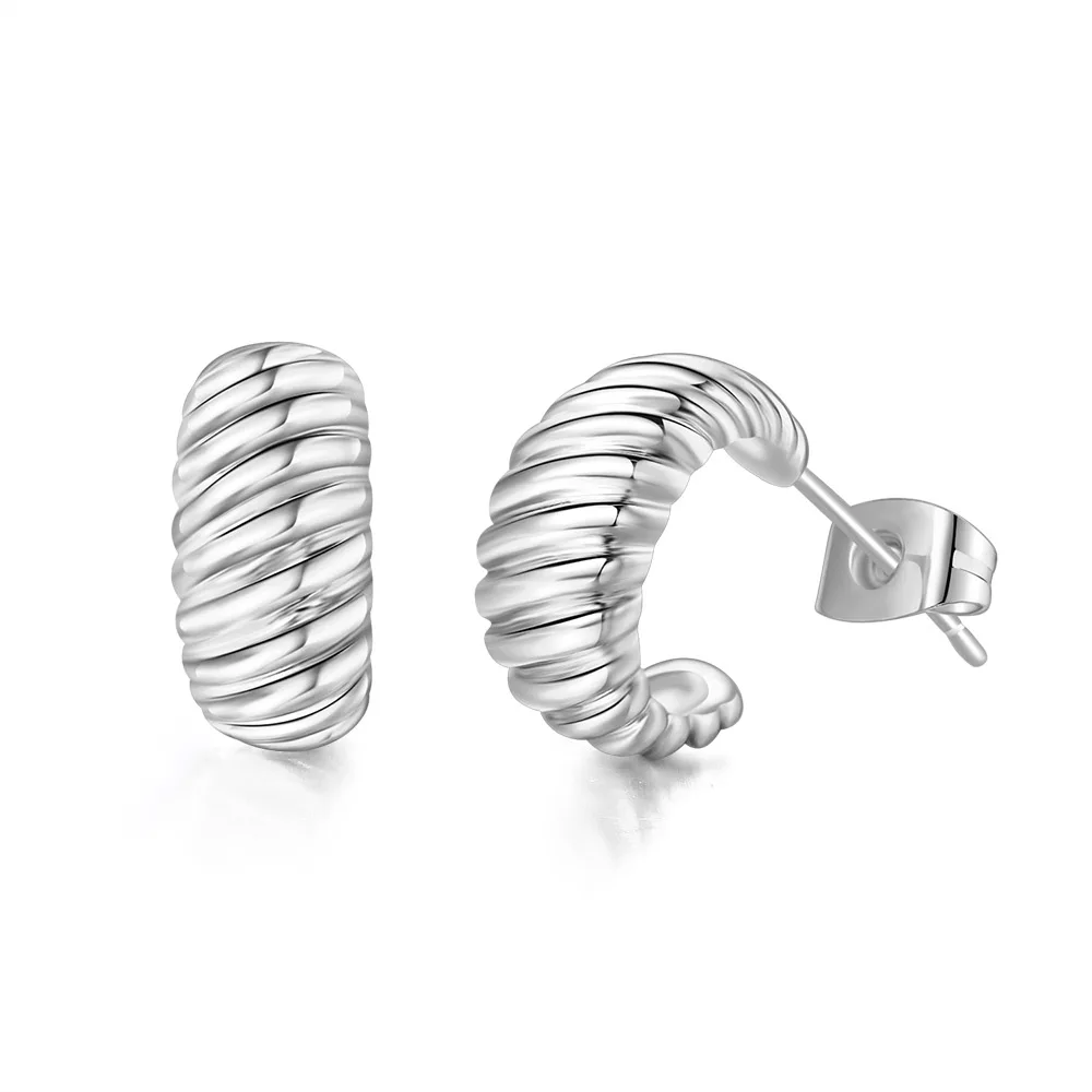 C Form Twist Croissant Ohrringe Für Frauen Trendy Chunky Gold Hoop Ohrringe Kreis Runde Ohrring Weibliche Mode-Schmuck E473 – Detail 8
