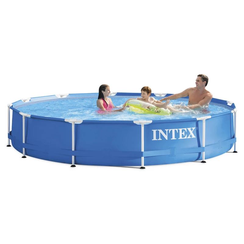 intex 366 76cm azul piscina piscina quadro redondo conjunto tubo rack lagoa grande familia piscina com bomba de filtro b32001
