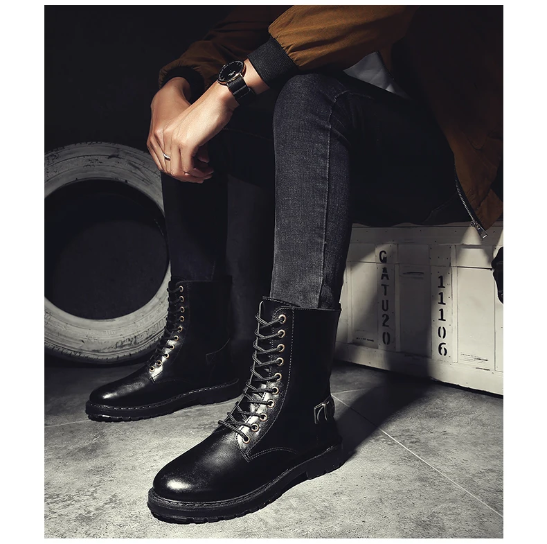 VESONAL/сезон осень-зима; винтажные Классические Мужские ботинки в байкерском стиле; Кожаные классические мужские повседневные ботинки в винтажном стиле
