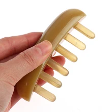 

1 Pc Horn Comb Massage Width Teeth Scalp Meridian Scraping Promote Blood Circulation Cellulite Skin Detox Guasha Massage Tool