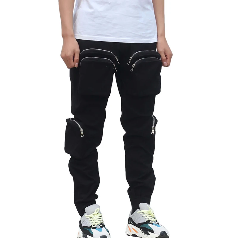 Бренд 2019 новые брюки карго мужские карманы Твердые молнии джоггеры Homme