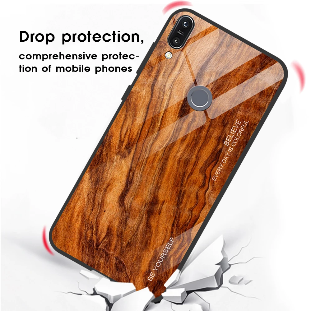 Чехол с текстурой древесины для ASUS Zenfone Max Pro M1 ZB602KL ZB601KL Max Pro M2 ZB631KL ZB633KL с узором из закаленного стекла