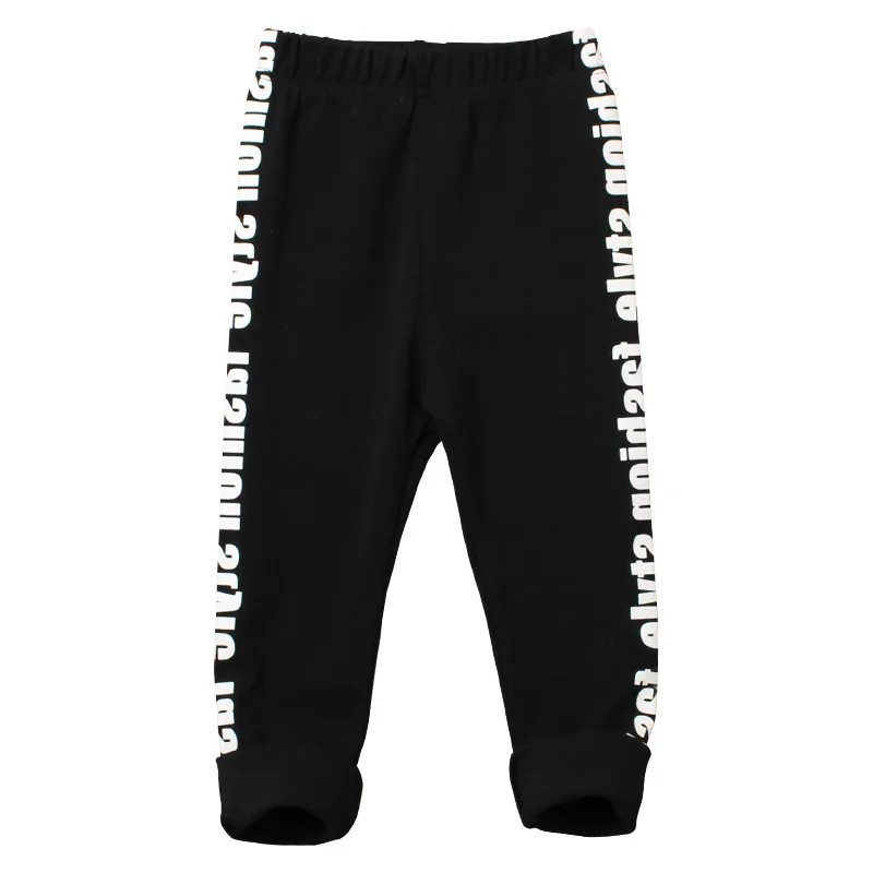 Осенняя детская одежда для девочек брюки из хлопка, леггинсы с эластичной резинкой на талии, с принтом в виде букв для малышей Подошва