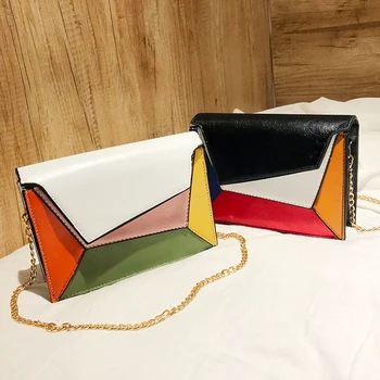 

Patchwork Women Messenger Bag Fashion Color Block Women Single Shoulder Bags Geometric Panelled Females Crossbody Bag Girls Flap
