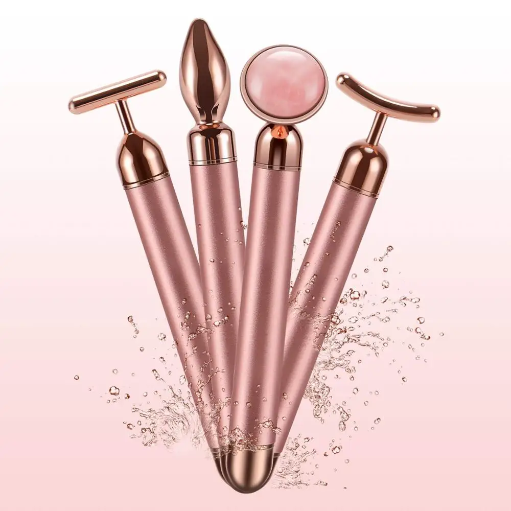 Jade Roller Massager Face-Lifting Vibrating-Rose Beauty-Bar Slimming T/V-Shaped 4-In-1