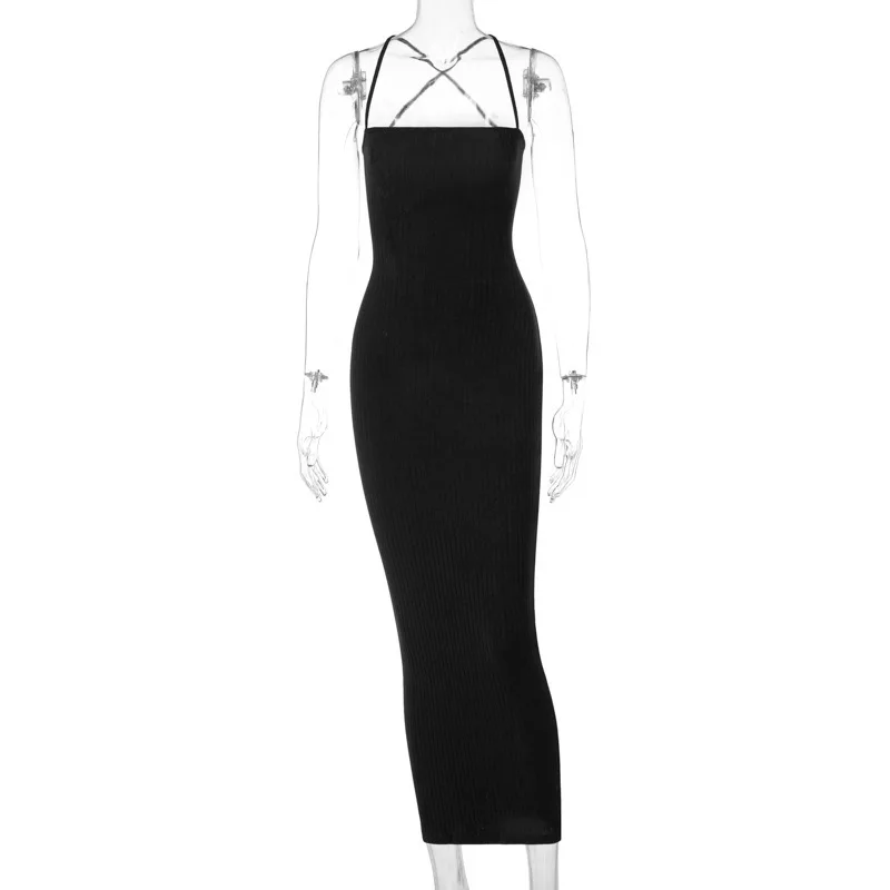 DISEYAR Long Dress Bodycon Women Sexy Spaghetti Strap Black Summer Casual Streetwear Backless Maxi Outfits 2021 DISEYAR Long Dress Bodycon Women Sexy Spaghetti Strap Black Summer Casual Streetwear Backless Maxi Outfits 2021