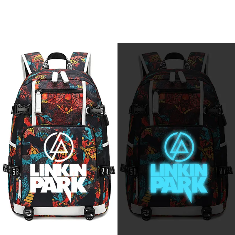 Linkin park linkinpark рюкзак с usb-портом, светящийся usb-порт, рюкзак, сумка со змеиным узором, Студенческая сумка для книг, дорожная сумка для ноутбука