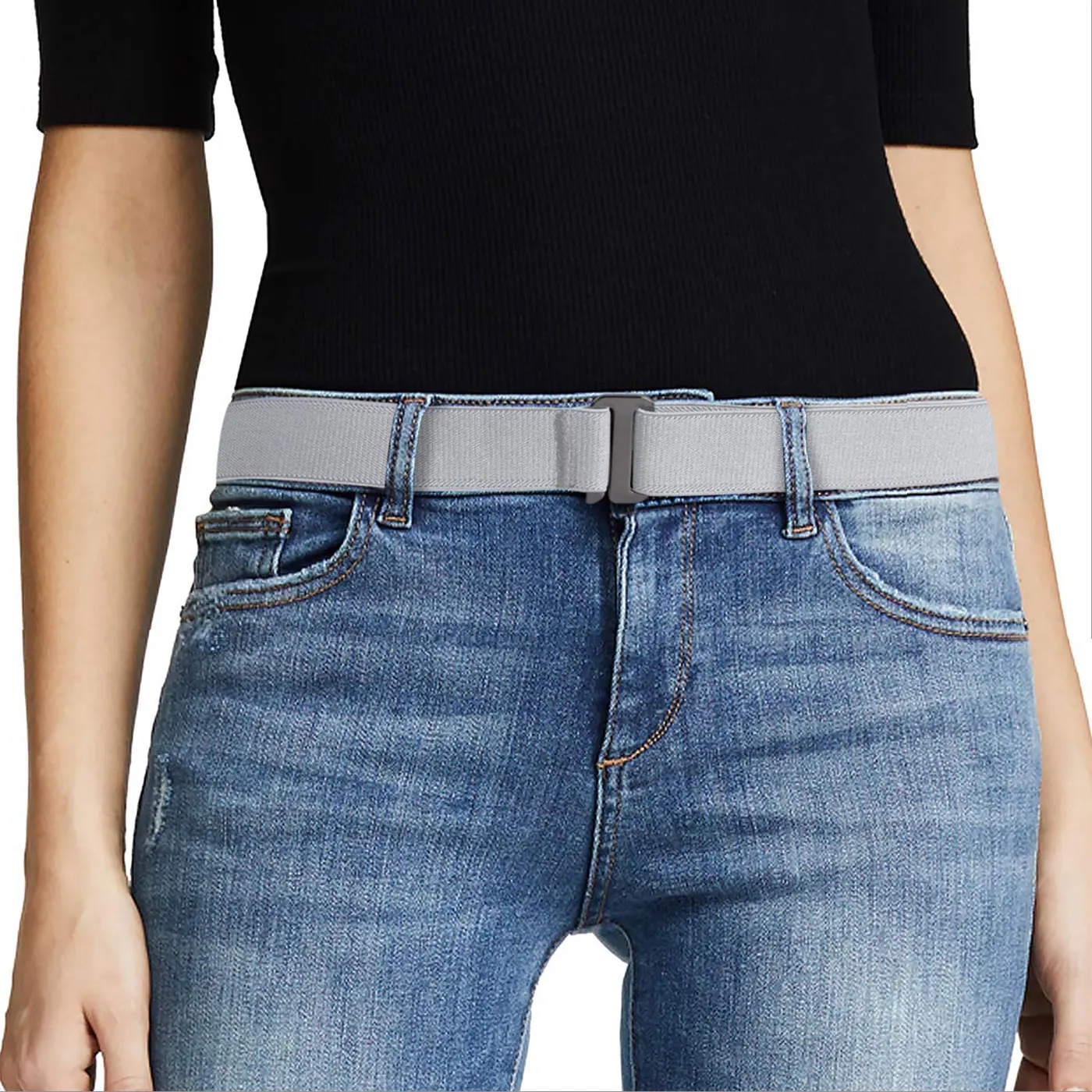 8 видов стилей нет шоу женский эластичный пояс Невидимый эластичный пояс с плоской пряжкой для джинсов брюки платья