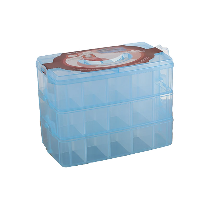 

Three Floors Adjustable Transparent Plastic Earring Jewelry Bead Storage Box Container Display Organizer Case Nail Art Craft Box