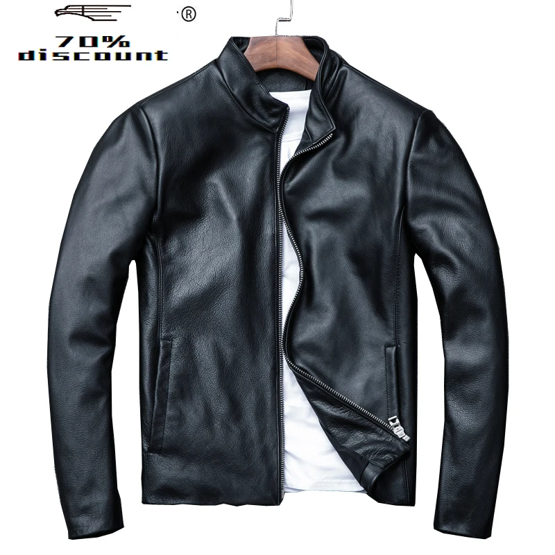 

2020 New Genuine Leather Jacket Men Spring Autumn Real Cow Leather Coat Men's Jackets Casual Bomber Jacket KJ2920
