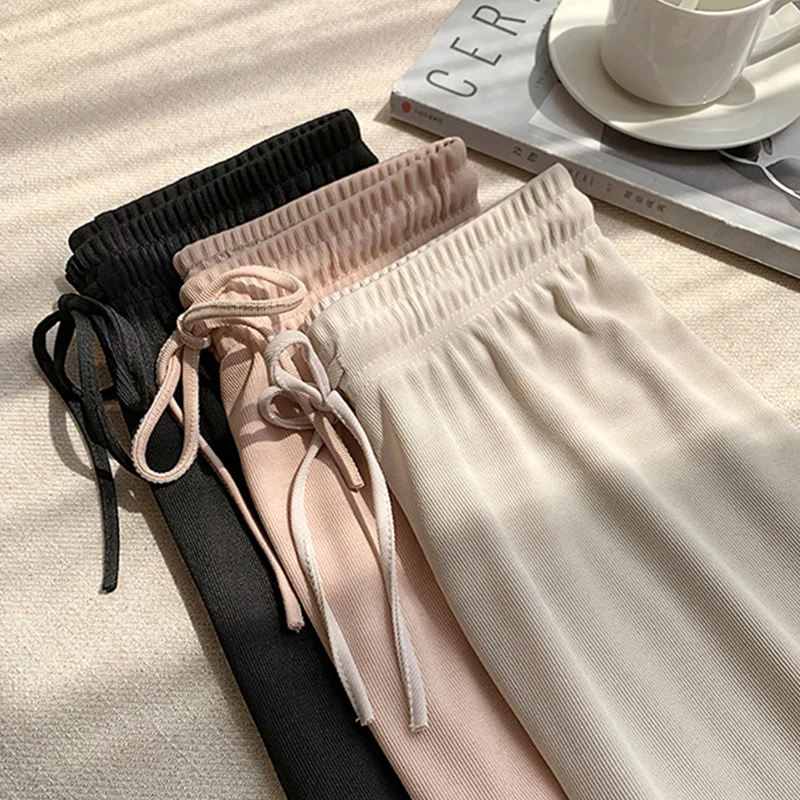 

2020 New Soft Comfort Women Pants High Waist Casual Summer Slacks Pants Women Ice Silk Ankle-Length Long Trousers Female Slacks