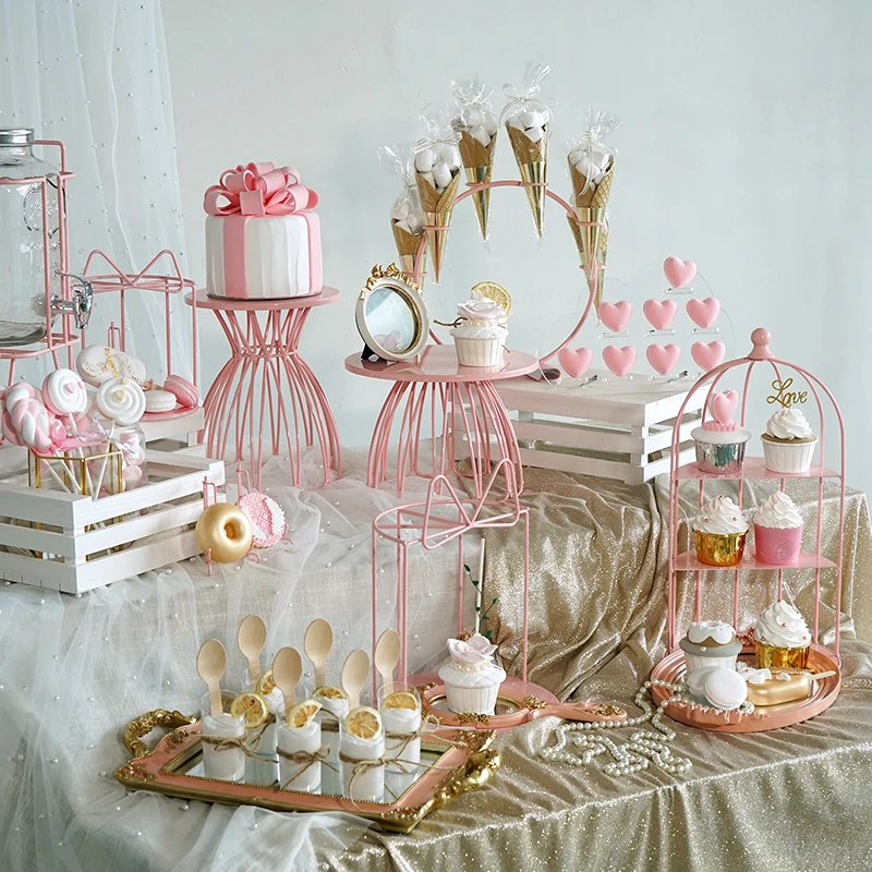 Sweetgo Pink Cake Stands Home Decoration Storage Racks Resin Trays Dessert Tools Outdoor Gender Reveal Party Baby Girl Birthday Stands Aliexpress