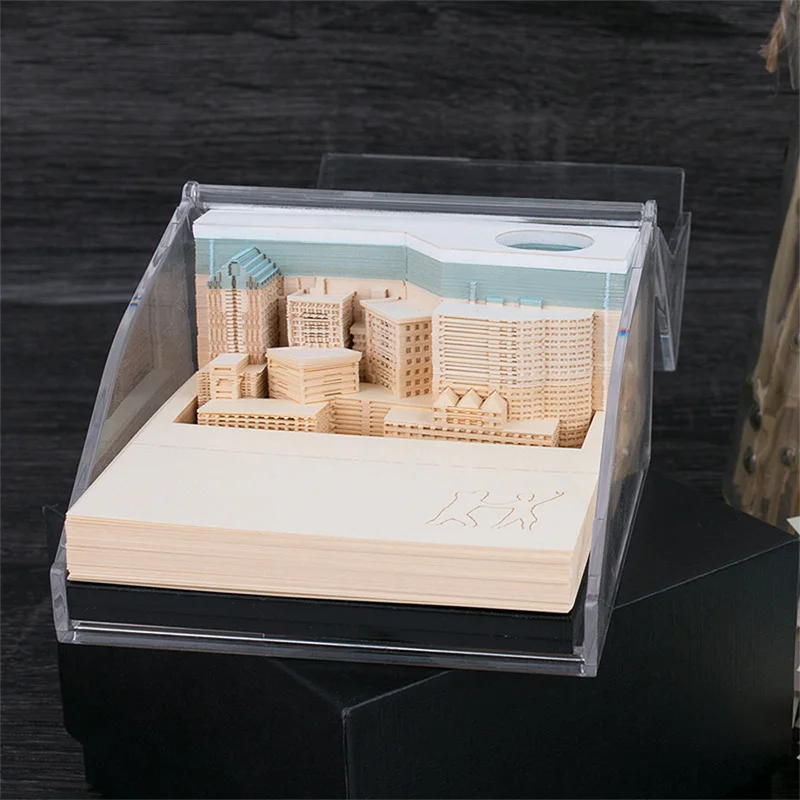Omoshiroi блок 3D блокноты для заметок Новинка винтажные здания автомобиль Рождество Хэллоуин бумага для заметок