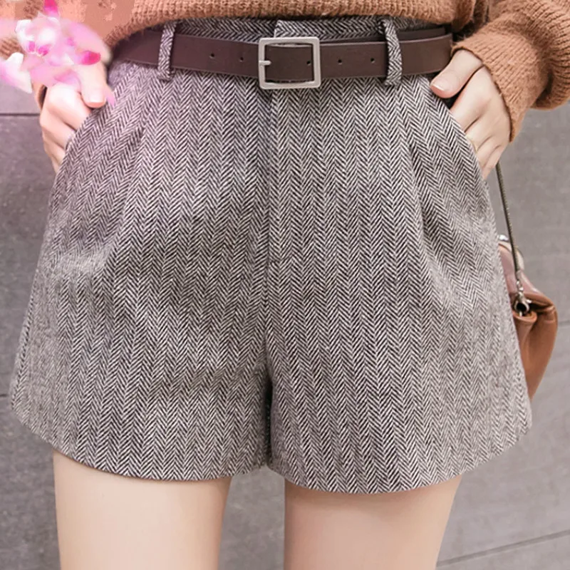 Novas Mulheres Da Moda CalCOes Casuais Mulheres Roupas de Outono e Inverno de Cintura Alta шорты Caixilhos