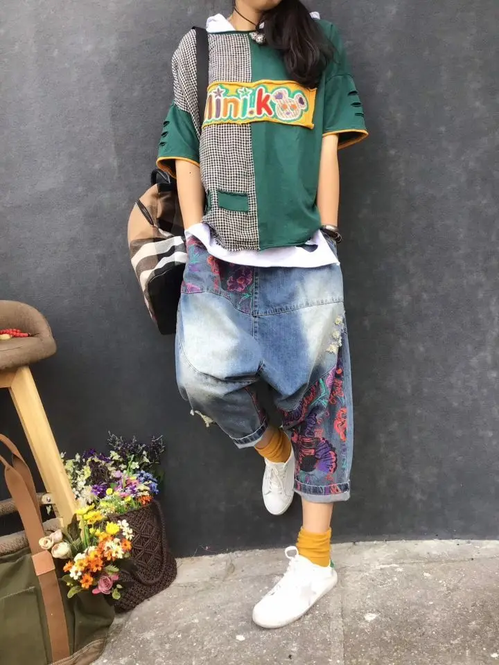 Весна Лето футболка Женская Ретро свободные пуловеры с отделкой Новые Топы o-образным вырезом короткий рукав вышивка письмо Повседневная футболка
