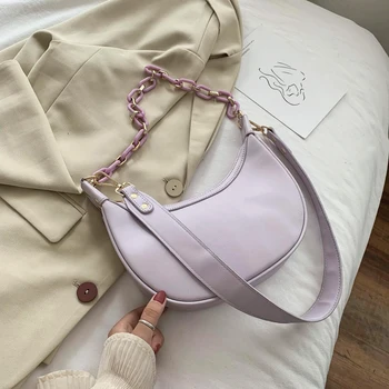 

Solid Color PU Leather Shoulder Crossbody Bags For Women 2020 Small Cross Body Bag Travel Chain Handbags and Purses