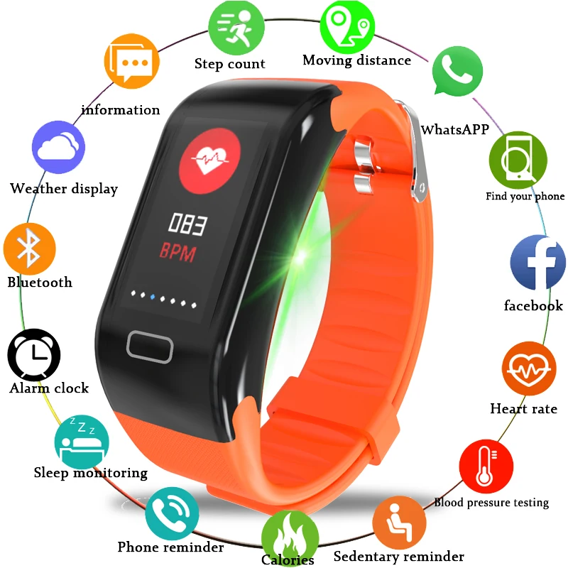 

LIGE Smart Sport Watch Smart Color Screen Big Dial Blood pressure Heart Rate Monitor Pedometer Weather display Smart Bracelet