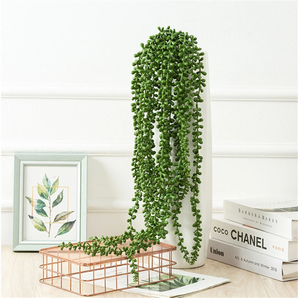 

77cm Simulation Lover's Tears Small Bean Flower Green Plant Wedding Home Party Garden Wall Hanging Decoration Fake Plant Cheap