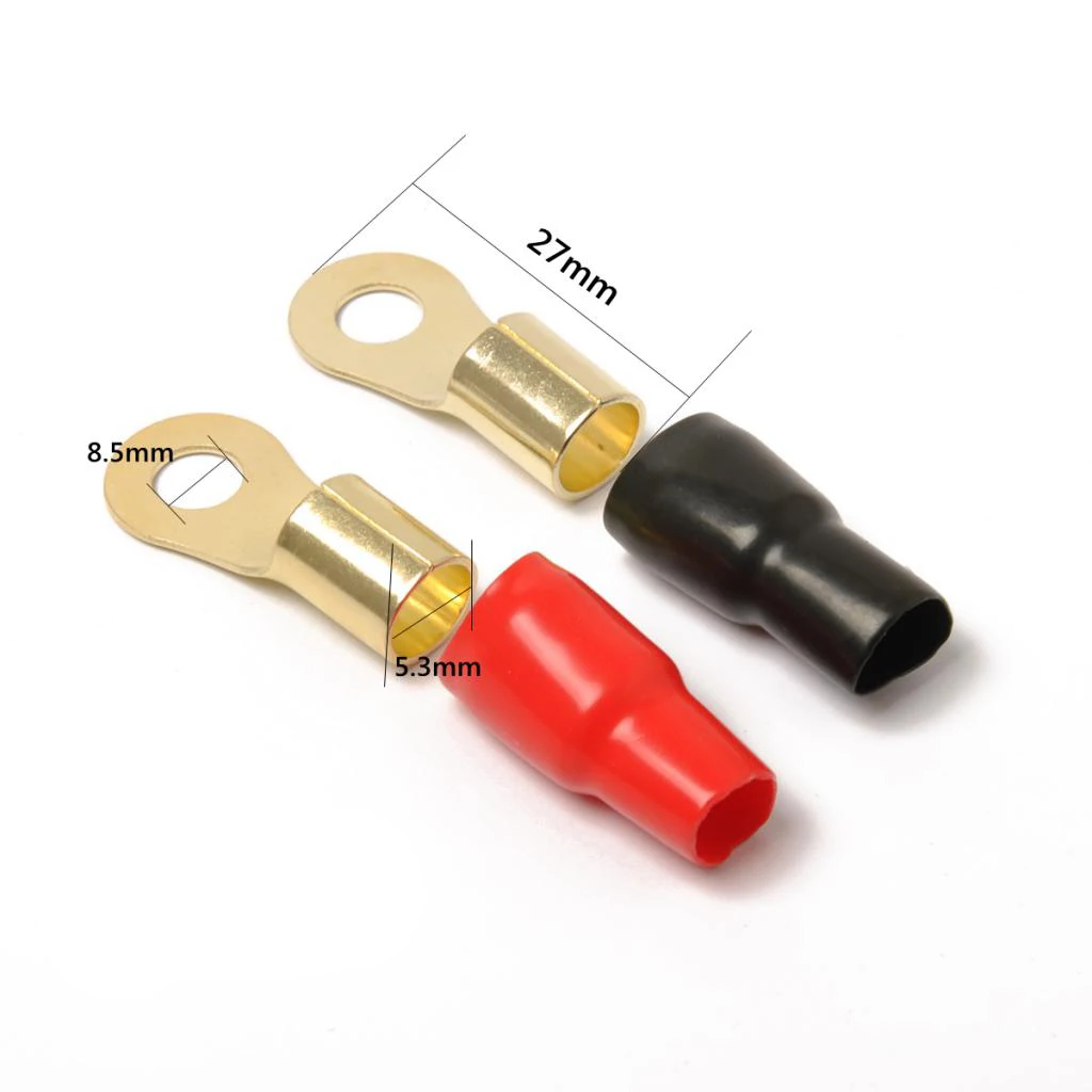 5 Pairs 8 AWG Electrical Ring Terminal Wire Connector Gold-plated Brass